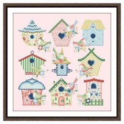 Beau kit de points de croix pour nichoir fil de coton rose 18ct 14ct 11ct toile broderie à