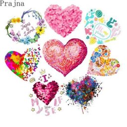 Autocollants de coeur d'amour colorés transferts thermocollants pour vêtements patchs