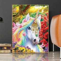 Peinture de diamant thème licorne 5D à faire soi-même Kit complet de broderie de strass en point de