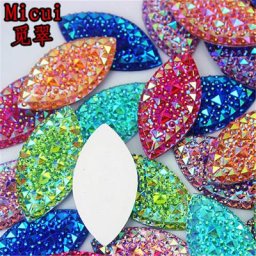 Micui-Strass ronds en résine œil de cheval clair AB pierre à dos plat bricolage scrapbooking