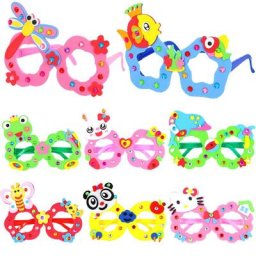 Autocollant de lunettes de dessin animé mignon pour enfants artisanat d'art animal brûleur jouets