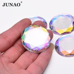 JUNAO – lot de 20 Strass acryliques AB en cristal de grande taille 36mm Cabochons à dos plat en