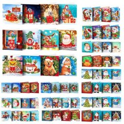 8/12 pcs/Set Noël BRICOLAGE Diamant Peinture Cartes De Voeux 5D Dessin Animé Cartes Postales Du