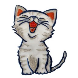 Patchs de Motard pour T-shirt Femme 175mm Broderie de Chat Mignon Tissu Autocollants de