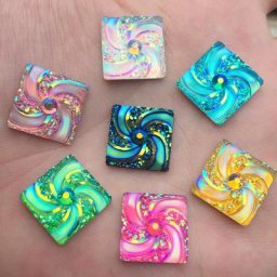 Strass carrés en résine 20 pièces 16mm perles artisanales en diamant E97