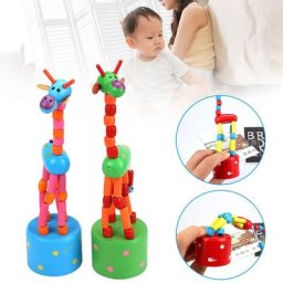 Girafe colorée pour enfants base de presse corps oscillant jouets de bureau en bois artisanat