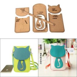 Mini sac de téléphone en papier kraft 1 ensemble artisanat du cuir modèle de stbbles outil de