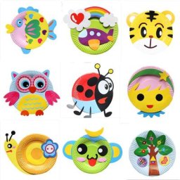 Assiette en papier de dessin animé animal jouets d'artisanat faits à la main jouets de puzzle
