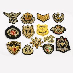 Badges écusson brodés en fil d'or patchs en tissu à repasser bricolage application de couture