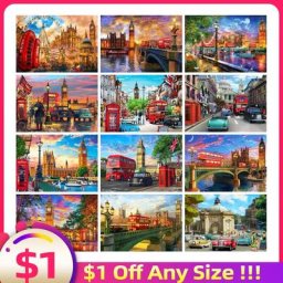 EverShine – peinture diamant paysage nouvel arrivage mosaïque de la rue de londres strass image