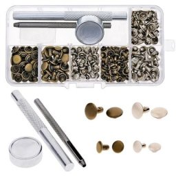 Ensemble de goujons métalliques tubulaires RiSALE à capuchon unique kit d'outils en fibre de cuir