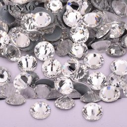JUNAO SS-Strass en cristal de verre blanc clair Hot Fix Citrocoal Flatback Iron On Strass 3 4
