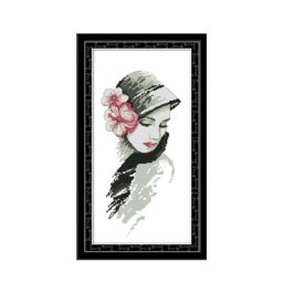 Kit de points de croix avec fleurs pour jolie fille aida 14ct 11ct toile imprimée points de