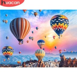 HUACAN-Peinture Diamant en Mosaïque de Montgolfière Broderie de Paysage Image en Strass Point de