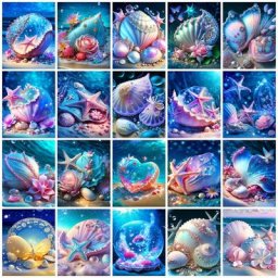Huacan – peinture diamant thème coquillage et étoile de mer autocollant mural broderie 5d