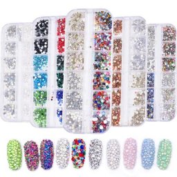 Vente chaude 12 boîtes/ensemble Verre Clip Strass ss4-ss16 3D Strass ongles pour Bricolage Nail Art