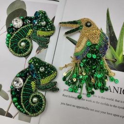 Appliques d'yeux à paillettes brodées homard perlé badges perroquets patch oiseau patchs lézard