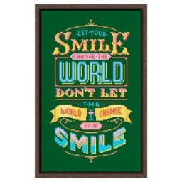 Kit de point de croix avec le sourire ensemble de dessins animés 14ct 11ct toile verte profonde
