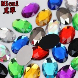 Micui – strass ovales en acrylique 13x18mm 50 pièces pierres de cristal à dos plat pour bijoux