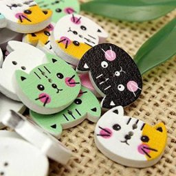 Lot de lèvent en Bois Colorés à 2 Trous pour Couture Scrapbooking Artisanat Animal Chat