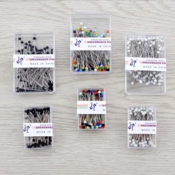 Épingles à tête de perle ronde portables avec boîte couleurs mélangées courtepointe droite