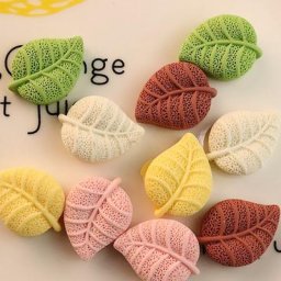 Figurine en résine colorée de dessin animé Kawaii feuilles plates bricolage scrapbooking