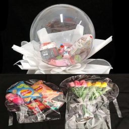 Bouquet de ballons Bobo à col large moteurs ballons transparents avec fleur artificielle cadeau
