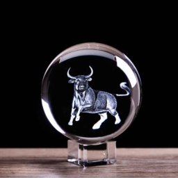 Globe de boule de cristal animal Zodiac Cow Feng Shui boule de verre d'Auckland taureau de marché