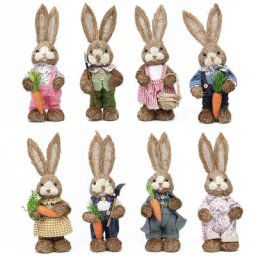 Lapin en paille artificielle décoration de maison jardin décor de fête à thème de pâques