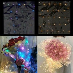 Bouquet de fleurs lumineuses en Cellophane 60x60cm éclairage LED emballage en papier cadeau