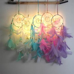 Capteur de rêves à LED éclairage à plumes décoration romantique suspendue pour chambre de fille