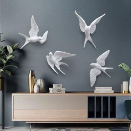 Autocollant mural oiseaux en résine 3D figurine animale créative peintures murales fond de