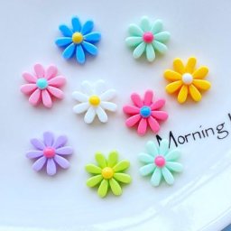 Mini figurine en résine de chrysanthème artisanat mignon ornement de cabochon à dos plat bijoux