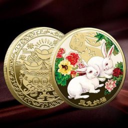 Pièces de collection en forme de lapin du zodiaque chinois Souvenir d'animaux porte-bonheur