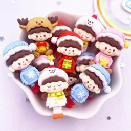Figurines en résine colorée pour garçons et filles Cabochon à dos plat cadeaux de noël artisanat