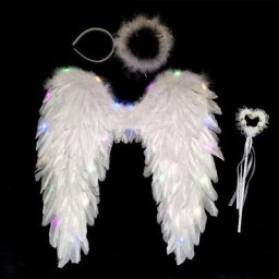 Ailes de plumes d'ange blanches pour filles et femmes lumière LED lumineuse Cosplay cadeau