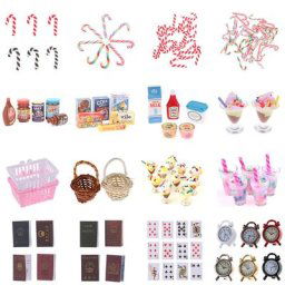 Simulation de maison de courses accessoires de cuisine miniatures canne de Noël traîneau à