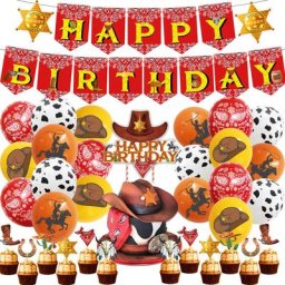 Kit de décorations de fête d'anniversaire pour garçon ballons à thème Cheereveal Western Cowboy