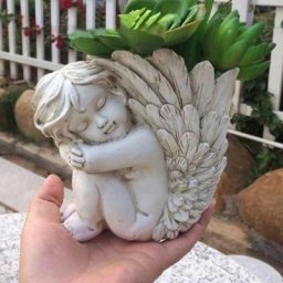 Pot de fleurs en résine en forme d'ange multi-usage jardinière décorative décoration durable