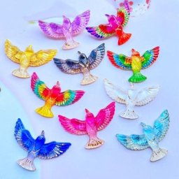 Mini breloque en acrylique avec trou Lin l'oiseau fournitures d'art à dos plat artisanat de