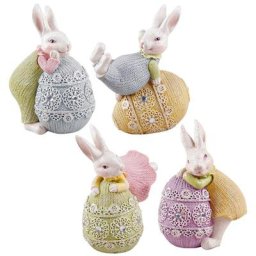 Lapin de Pâques en résine figurine d'oeuf de lièvre artisanat mignon décoration de salon cadeaux