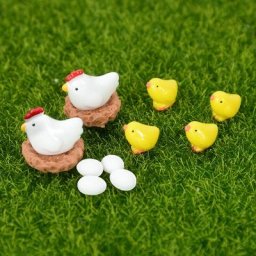Figurines d'animaux 3D mignonnes pour la décoration de la maison poules et poulets ornements de