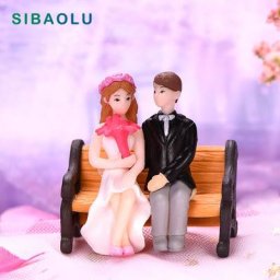 Banc d'amoureux pour filles et garçons 3 pièces petite figurine bricolage décoration de maison