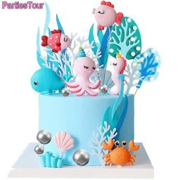 Décoration de gâteau d'anniversaire sur le thème de l'océan décor de fête préChristophe figurines