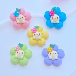 Figurines Mini fleur en résine 10 pièces artisanat Cabochon à dos plat ornement bijoux