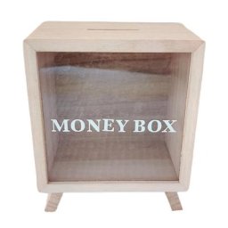 Tirelire de bureau en bois anti-usure pot d'économie creux conception de support moderne cadeaux
