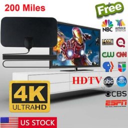 Antenne intérieure Smart TV numérique HD Skywire 4K portée de 200 milles amplificateur HDTV 1080p