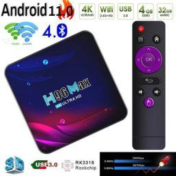 Boîtier Smart TV H96 MAX Android 11 4K/HD avec Commande Vocale Google Wifi 2.4/5 GHz Récepteur