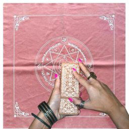 Nappe d'autel de tarot rose souple motif étoile Pprédéterminée 49x49cm pour jeu de société