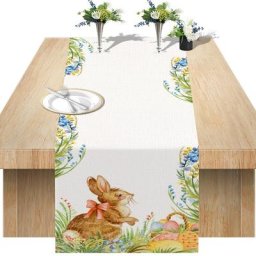 Chemin de Table Imprimé Lapin de Pâques Décoration de ix Joyeux Jour de Pâques Cuisine Imprimée
